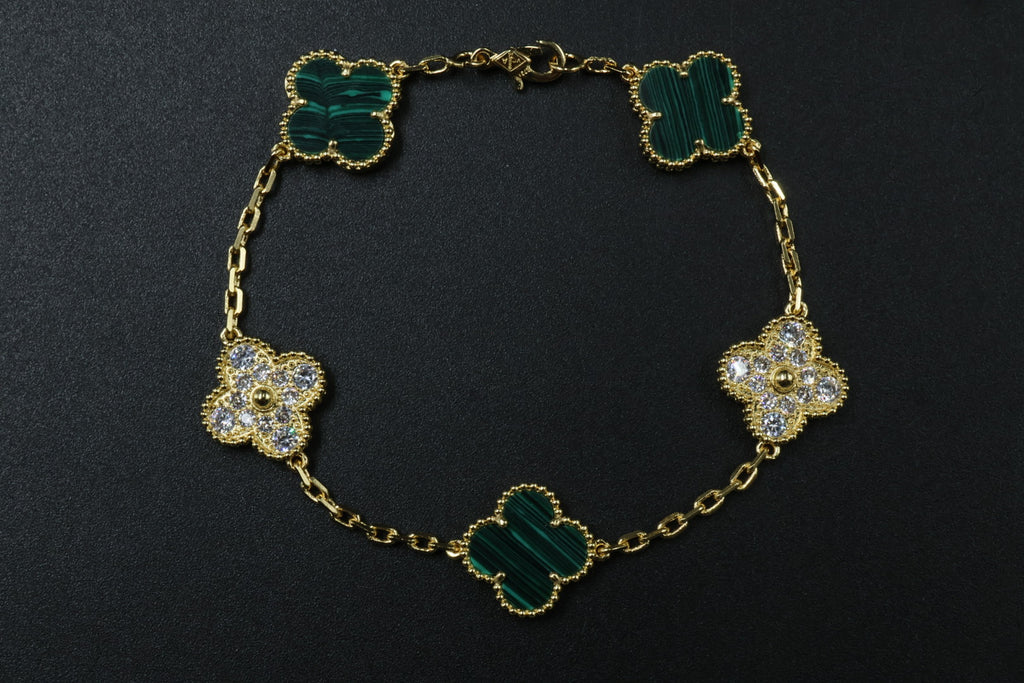 Pulsera VCA Alhambra 1:1 Gold Malaquita - Diamonds