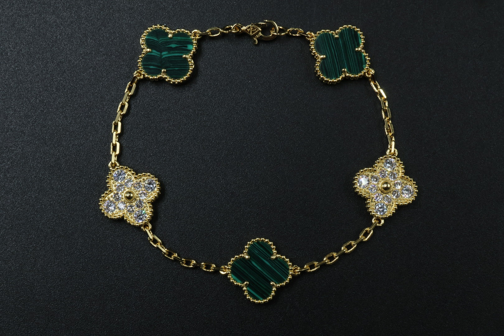 Pulsera VCA Alhambra 1:1 Gold Malaquita - Diamonds