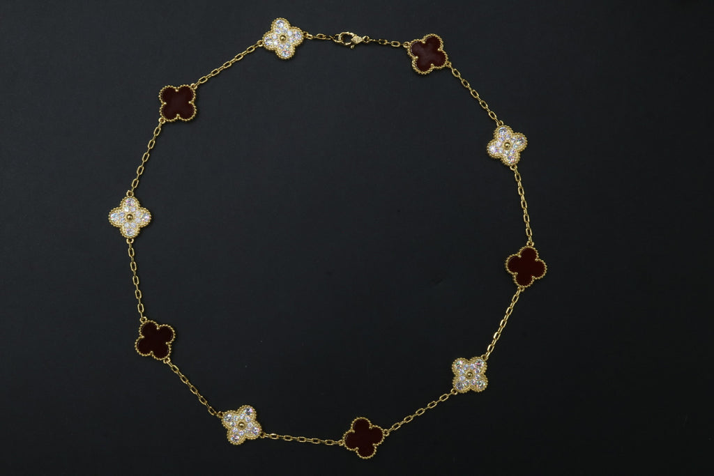 Collar VCA Alhambra 10 Motivos - Gold Cornalina Diamonds.