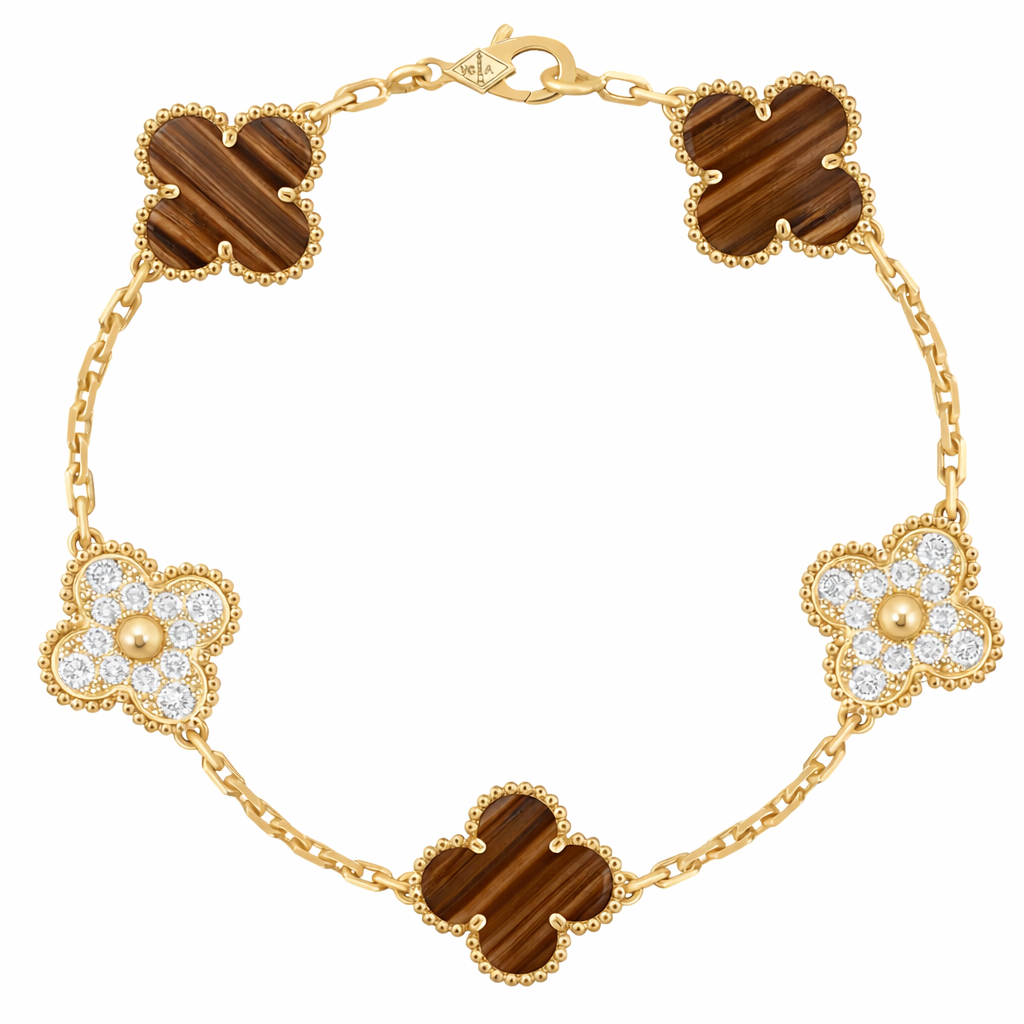 Pulsera VCA Alhambra 1:1 Gold Ojo de Tigre - Diamonds