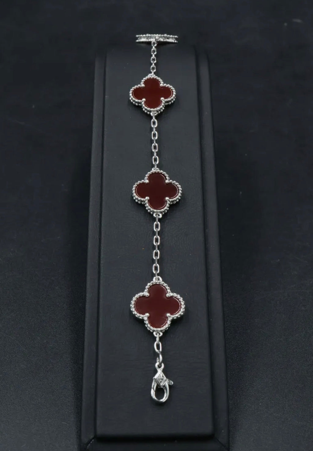 Pulsera VCA Plata .925 1:1 Vintage Alhambra, 5 Motivos Cornalina