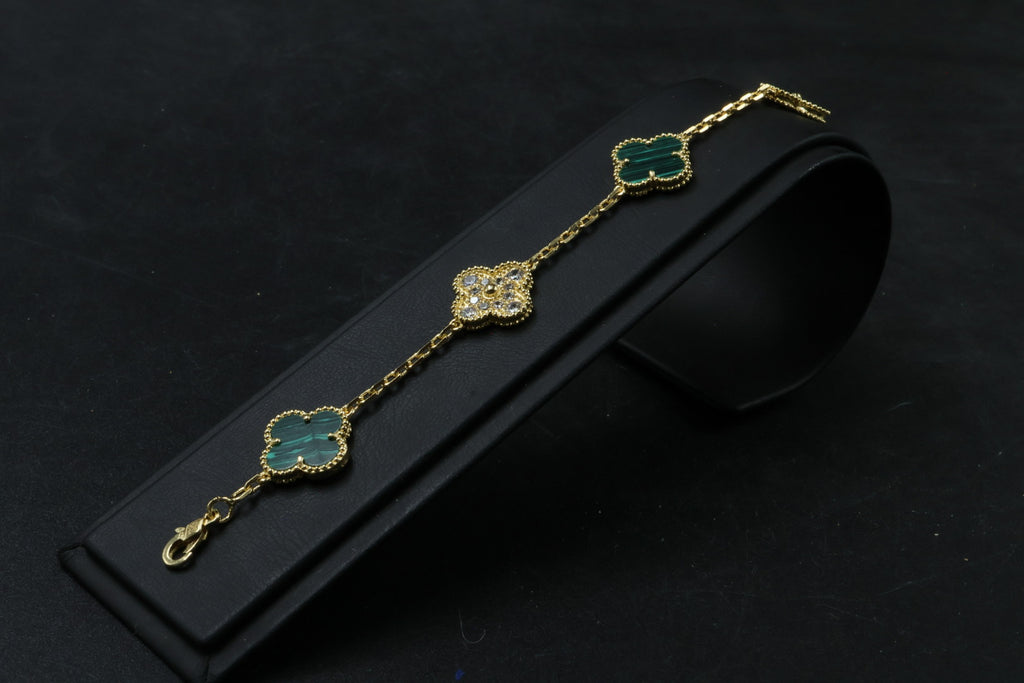 Pulsera VCA Alhambra 1:1 Gold Malaquita - Diamonds