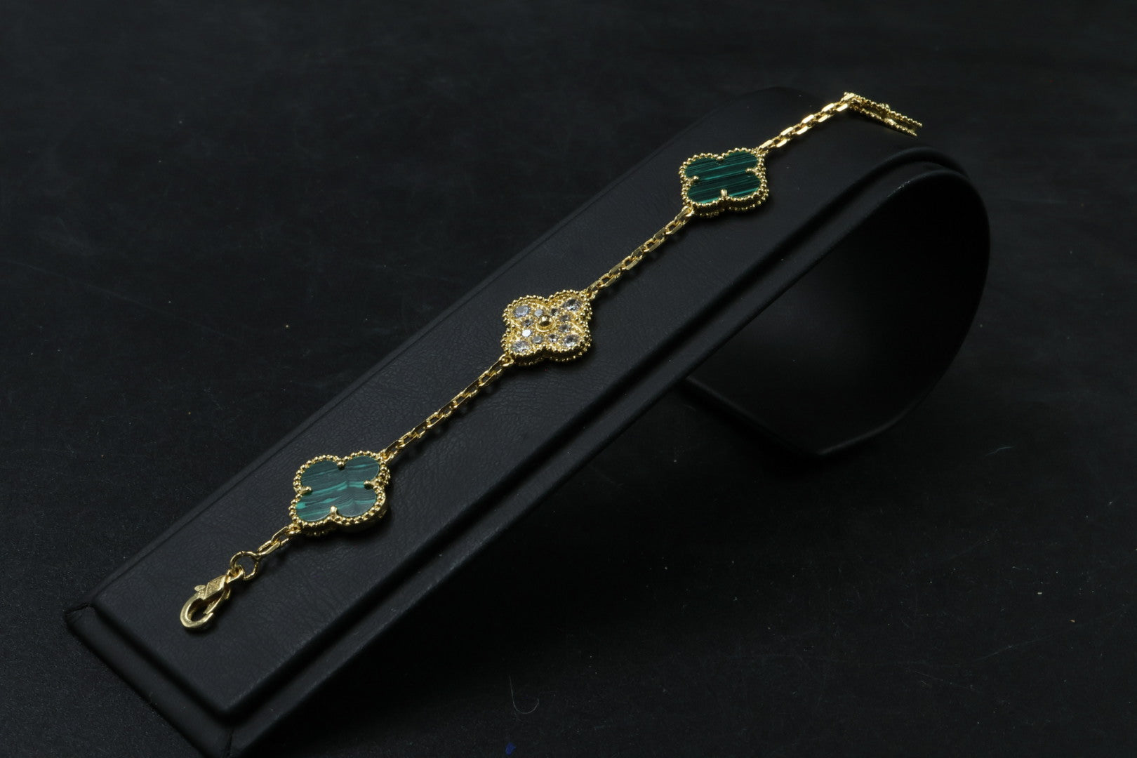 Pulsera VCA Alhambra 1:1 Gold Malaquita - Diamonds