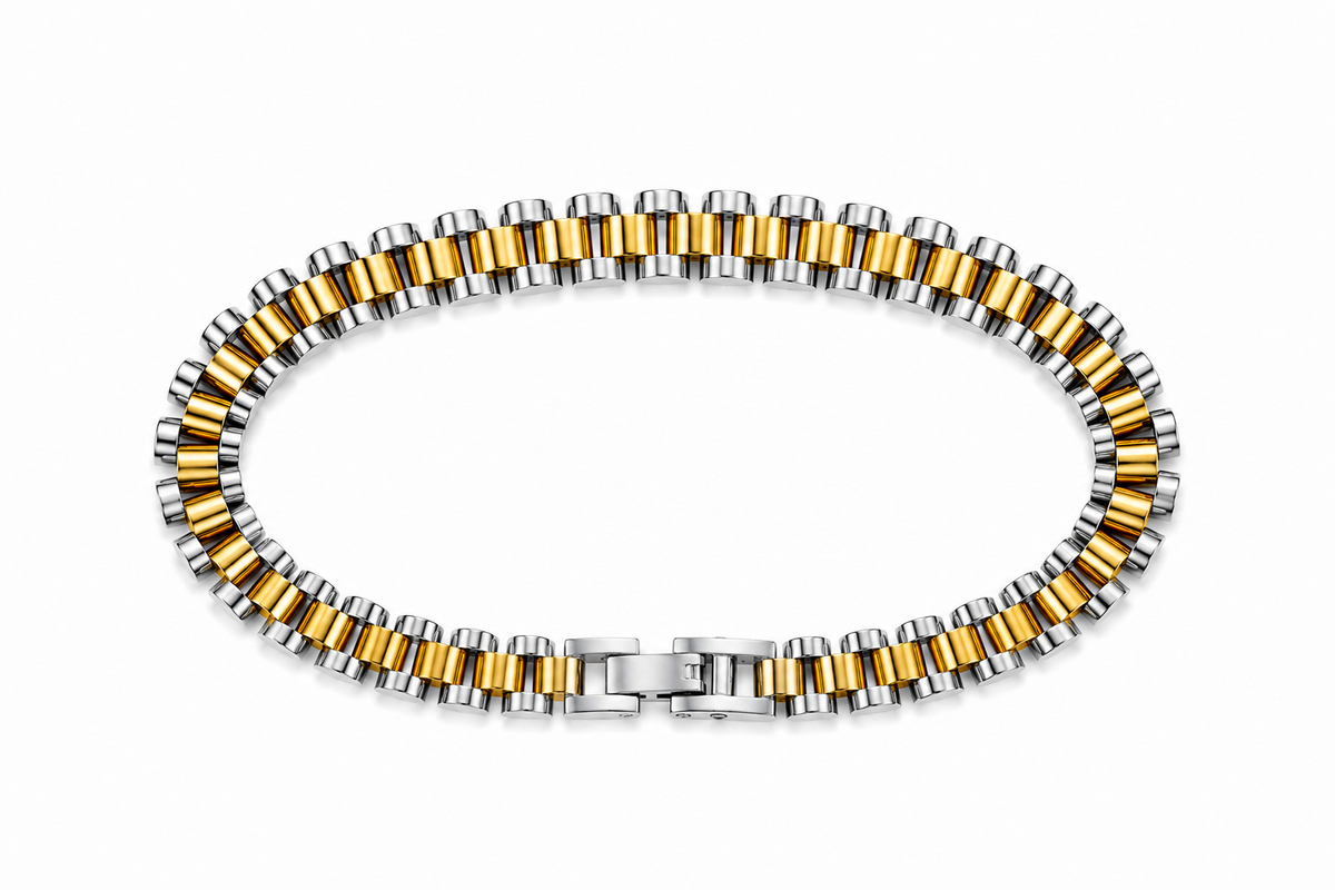 Pulsera Rolex Plateada con Dorado