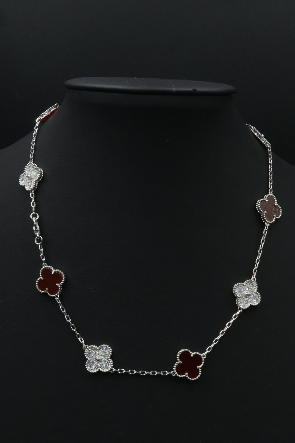 Collar VCA Alhambra 10 Motivos - Silver Cornalina Diamonds.