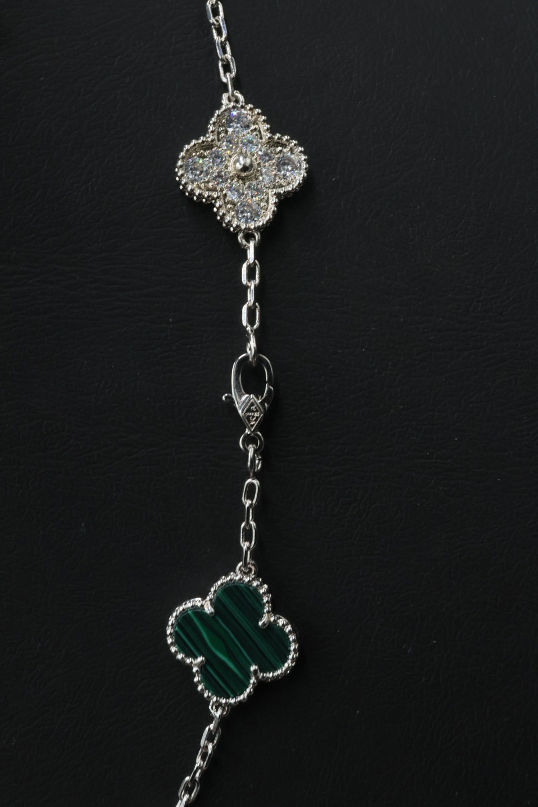Collar VCA Alhambra 10 Motivos - Silver Malaquita Diamonds.