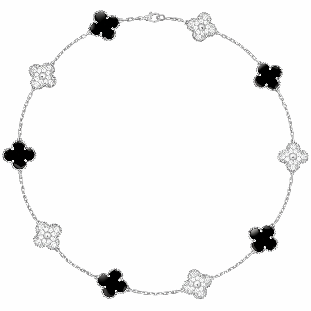 Collar VCA Alhambra 10 Motivos - Silver Onyx Diamonds.