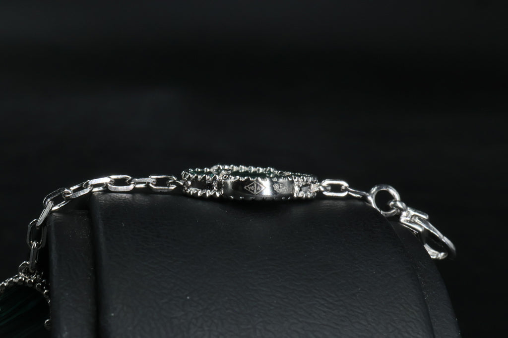 Pulsera VCA Plata .925 1:1 Vintage Alhambra, 5 Motivos Malaquita.
