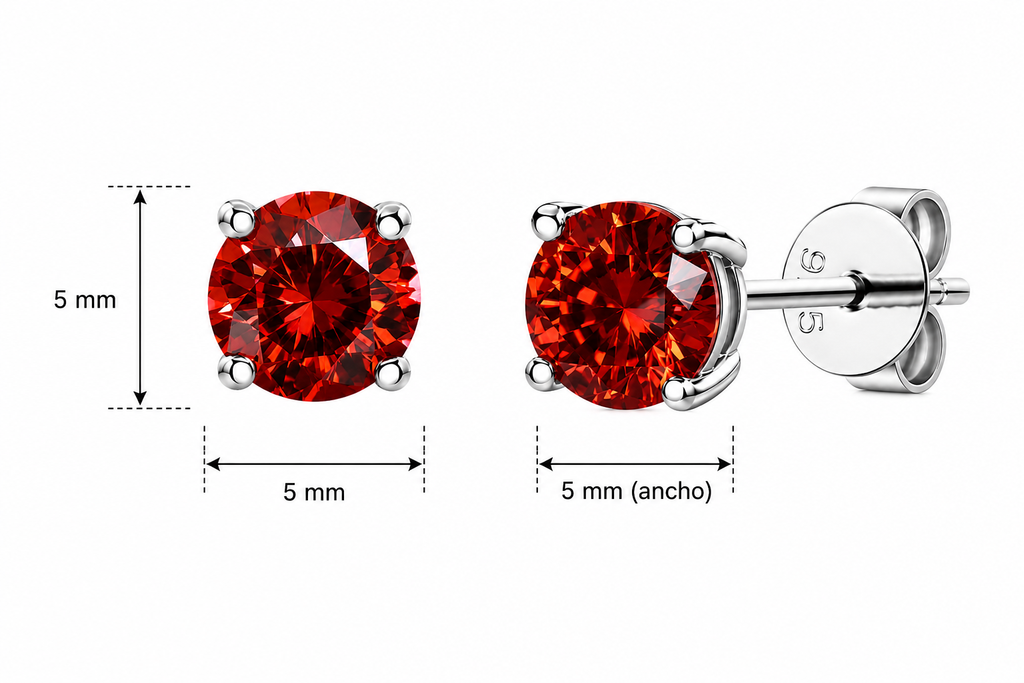 Aretes Plata .925 - Moissanita Red 0.5 ct.