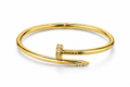 Pulsera Brazalete Clavo Drill - Dorado Zirconias.