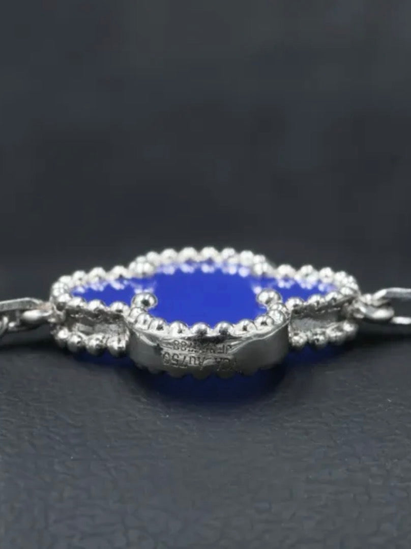 Pulsera VCA Plata .925 1:1 Vintage Alhambra, 5 Motivos Ágata