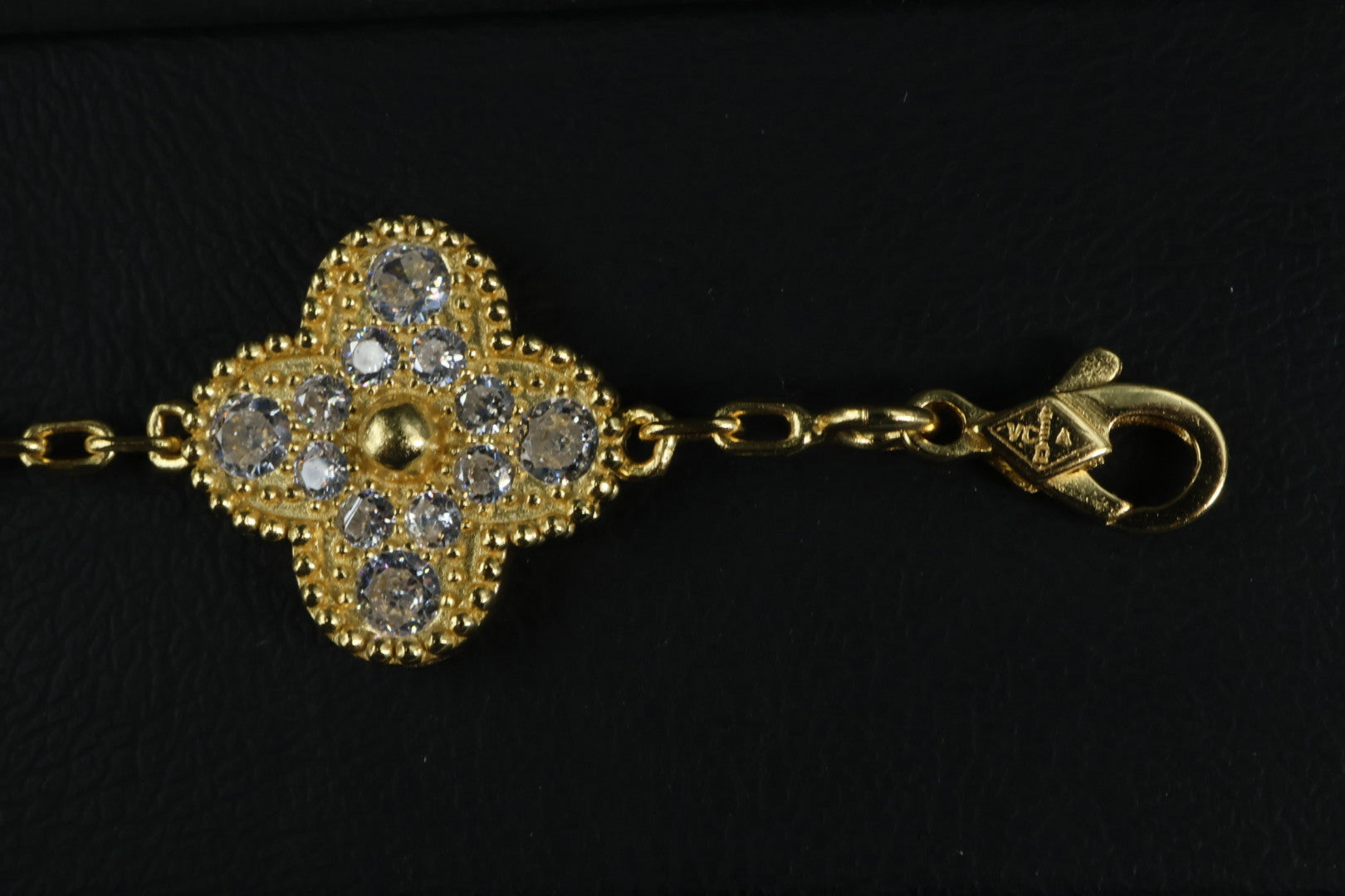 Pulsera VCA Plata .925 1:1 Vintage Alhambra, 5 Diamonds / Gold