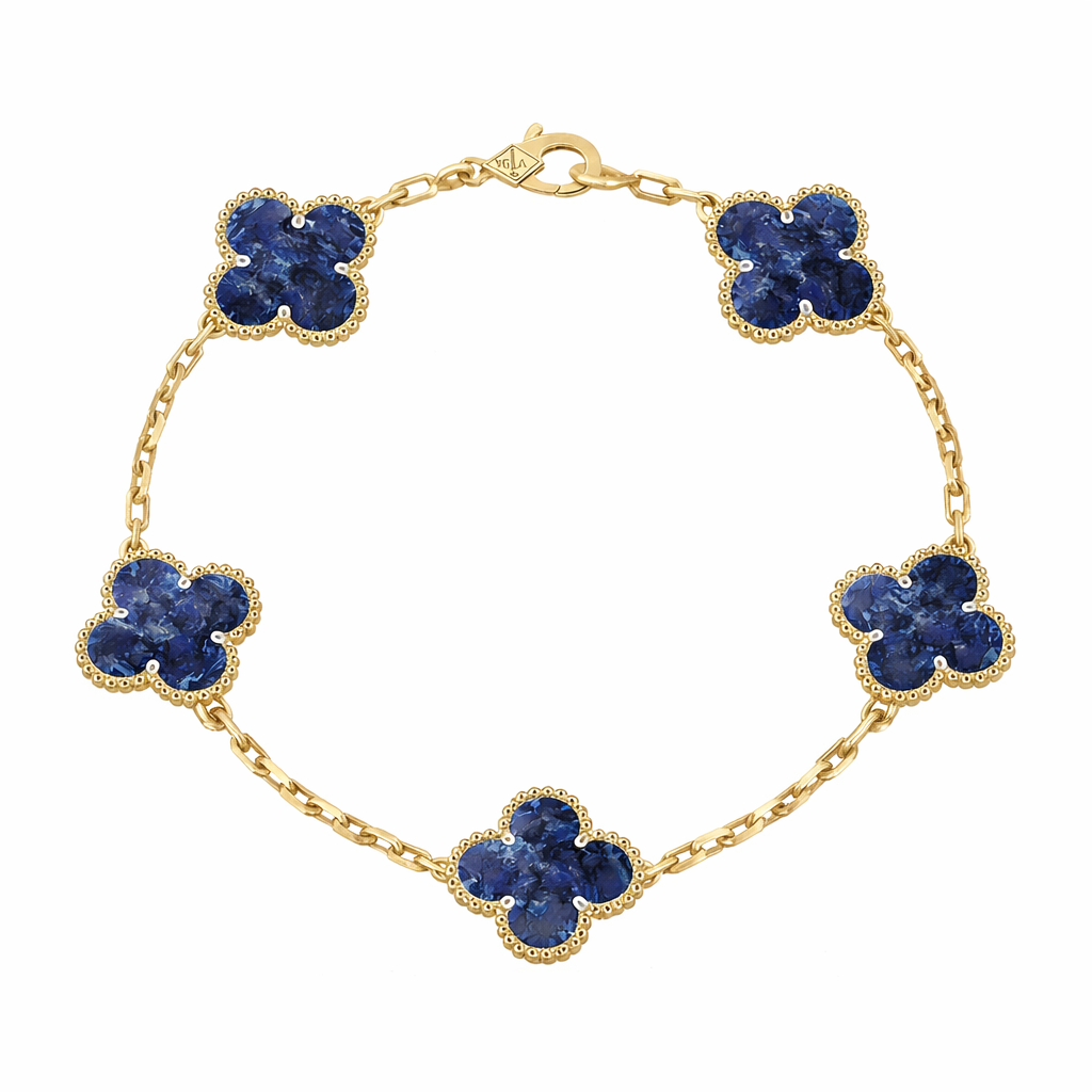 Pulsera VCA Plata .925 1:1 Vintage Alhambra, 5 Sodalita / Gold