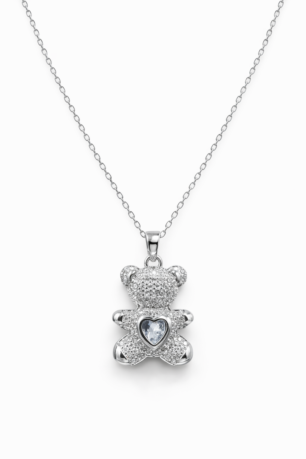 Collar con dije de Oso Full Zirconias- Silver.