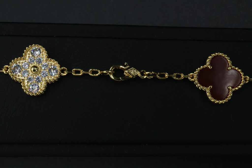 Collar VCA Alhambra 10 Motivos - Gold Cornalina Diamonds.