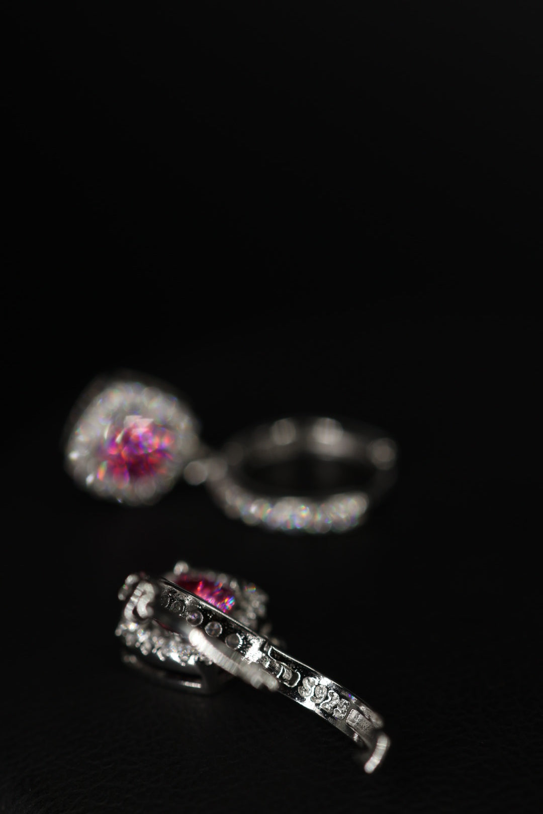 Aretes Colgante Box Plata .925 - Moissanita Pink 0.5 ct.