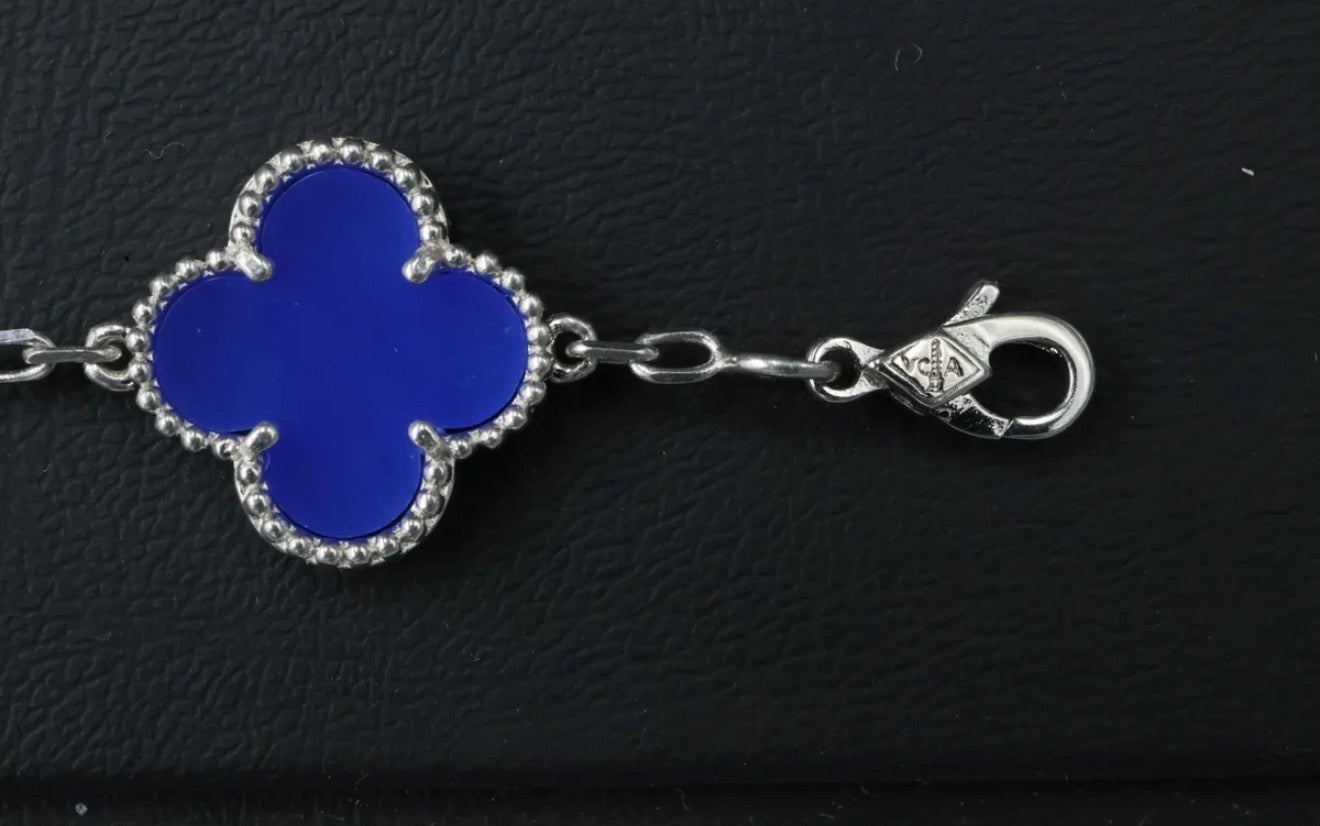 Pulsera VCA Plata .925 1:1 Vintage Alhambra, 5 Motivos Ágata