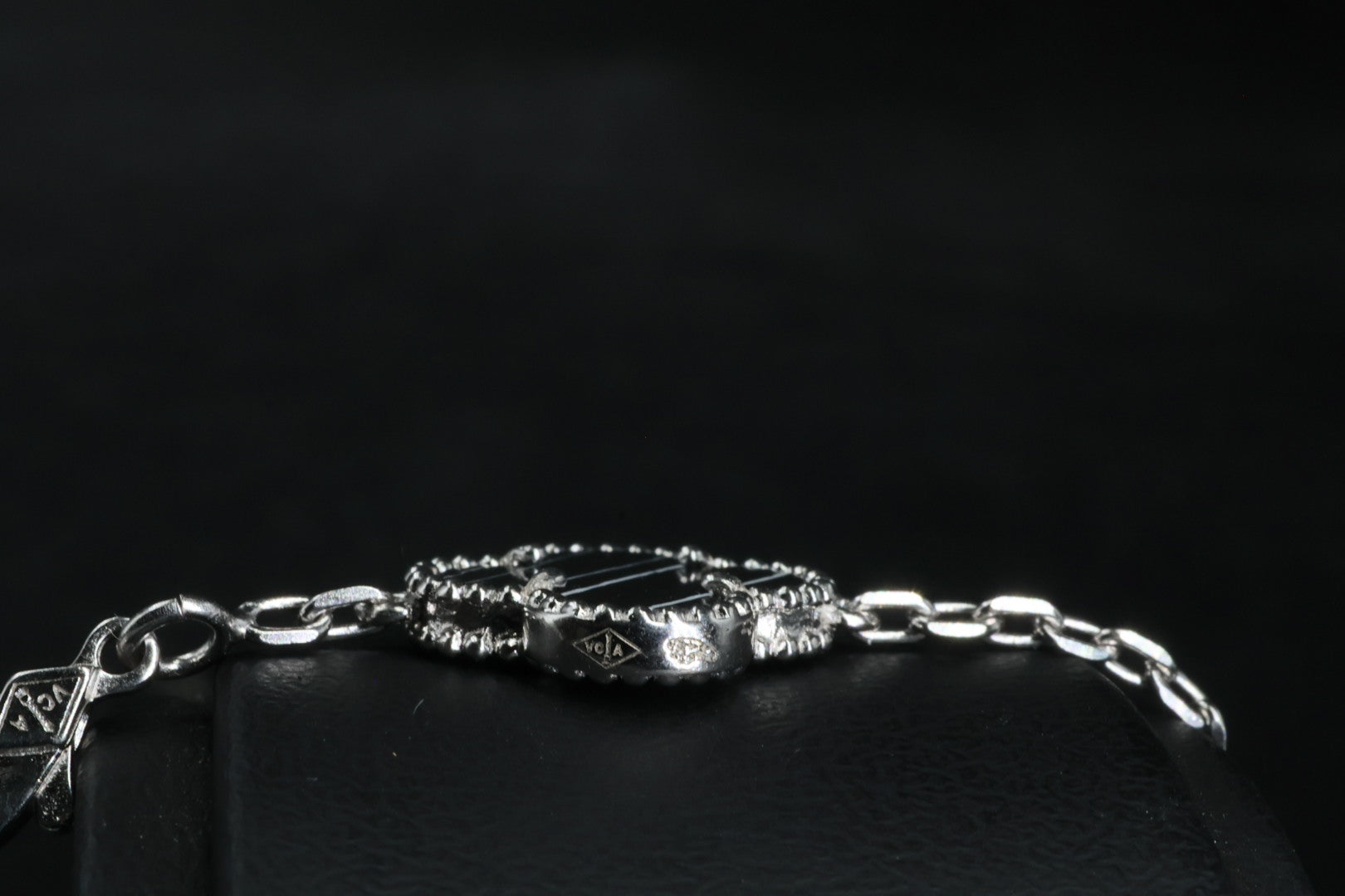 Pulsera VCA Plata .925 1:1 Vintage Alhambra, 5 Motivos Negro Obsidiana - Diamonds.