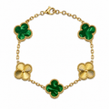 Pulsera Trébol Verde Mármol- Láser Dorado.