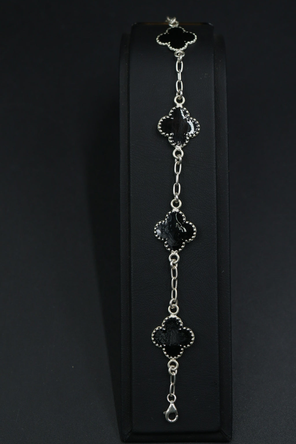 Pulsera Trébol Negro en Plata 9.25 S925