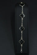 Pulsera Trébol Negro en Plata 9.25 S925