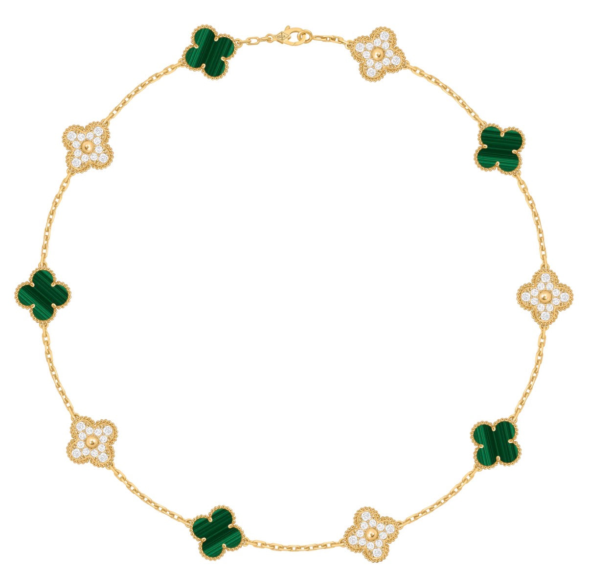 Collar VCA Alhambra 10 Motivos - Gold Malaquita Diamonds.