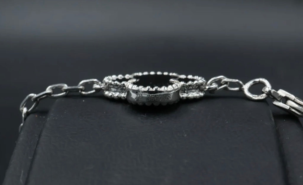 Pulsera VCA Plata .925 1:1 Vintage Alhambra, 5 Motivos Onyx