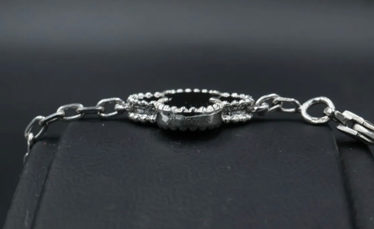 Pulsera VCA Plata .925 1:1 Vintage Alhambra, 5 Motivos Onyx