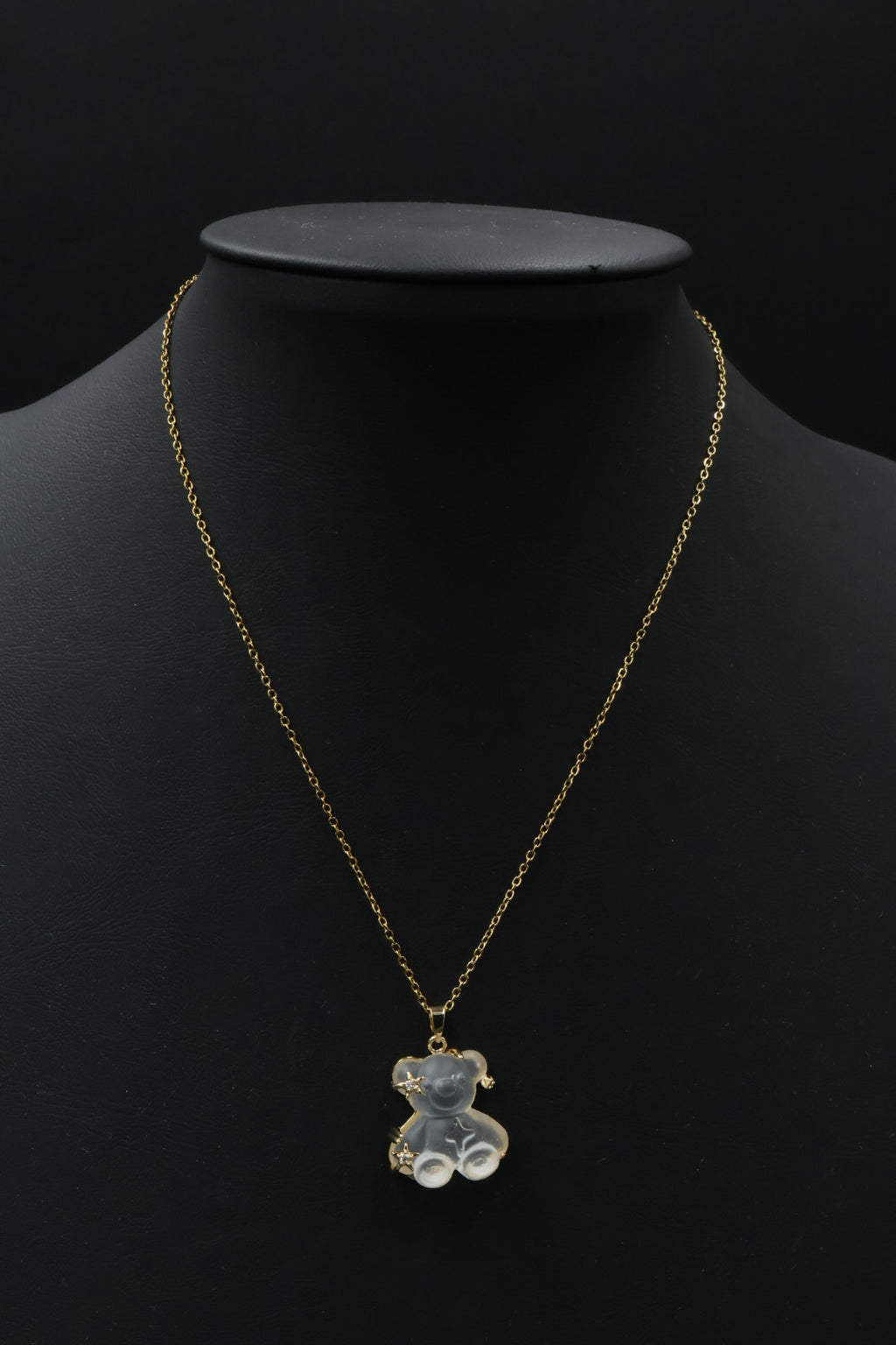 Collar con dije de Oso de Cristal Transparente - Gold.