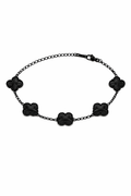 Pulsera Negra Trébol 13 mm Mármol - Negro.