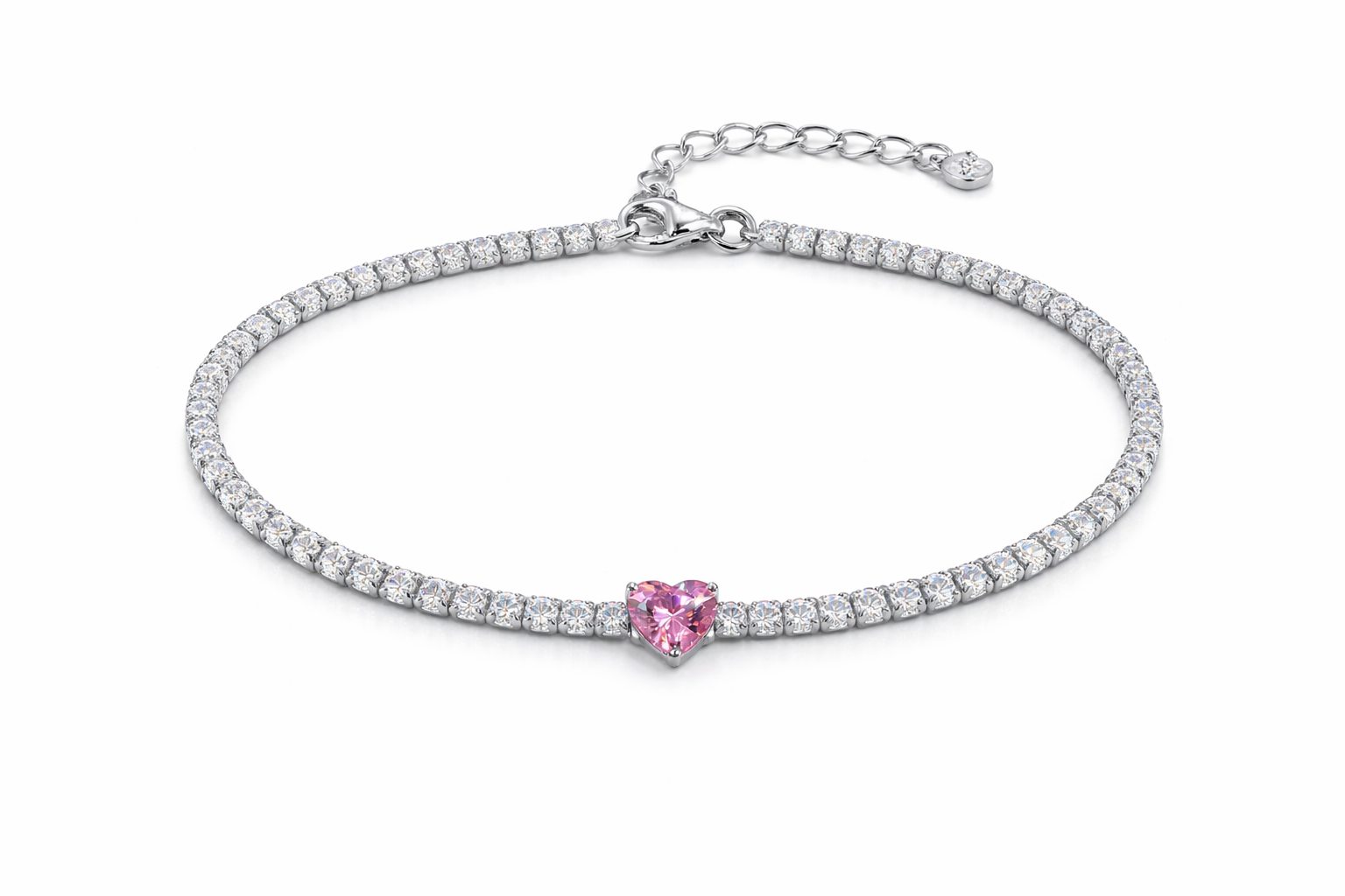 Pulsera Tenis Corazón Rosa