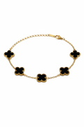 Pulsera Trébol 13 mm Liso Dorado - Negro.