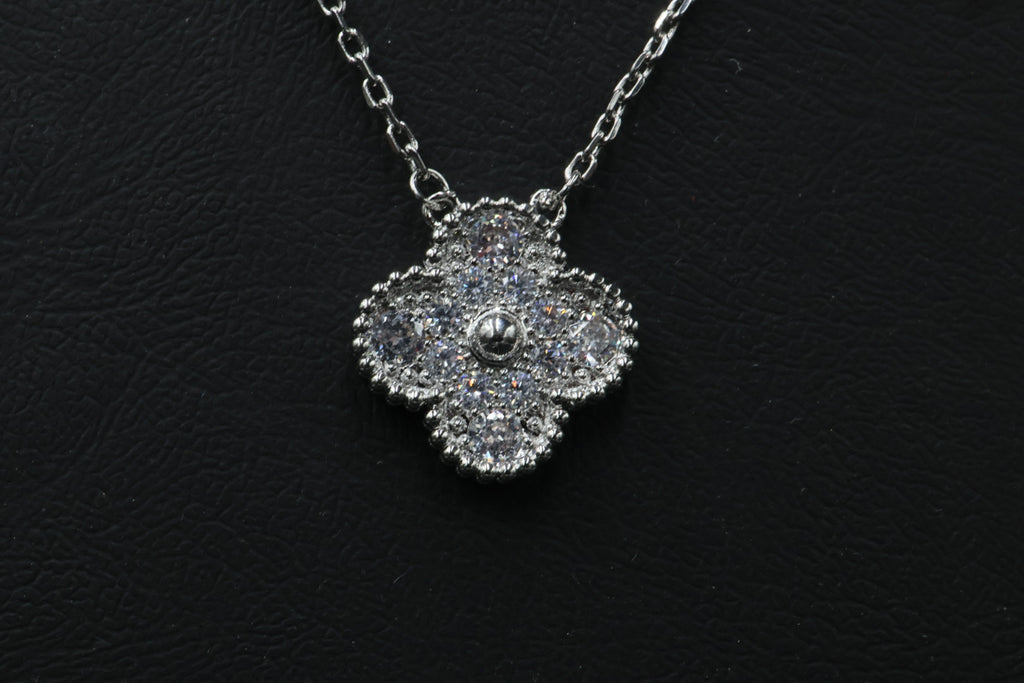 Collar Vintage Alhambra 1:1 Silver Diamonds.