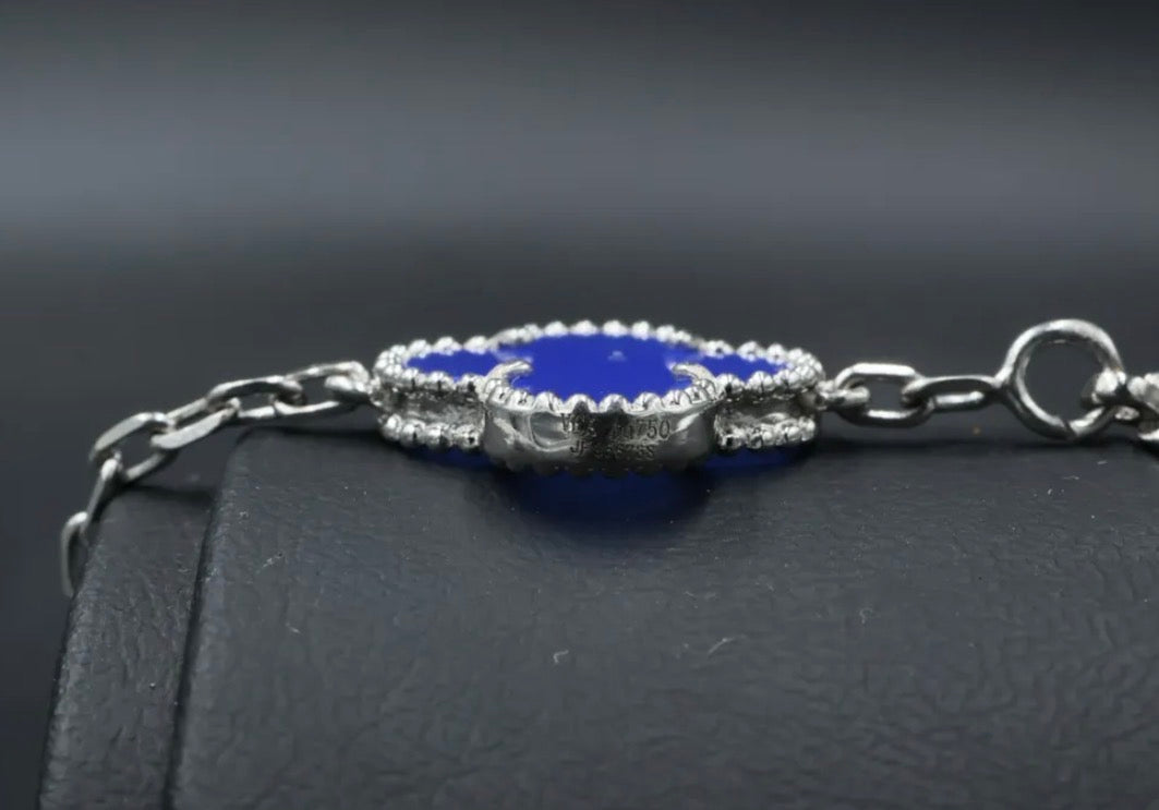Pulsera VCA Plata .925 1:1 Vintage Alhambra, 5 Motivos Ágata