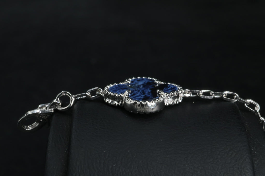 Pulsera VCA Plata .925 1:1 Vintage Alhambra, 5 Motivos Sodalita.