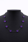Collar Trébol 13 mm Morado Marmolado. - Negro.