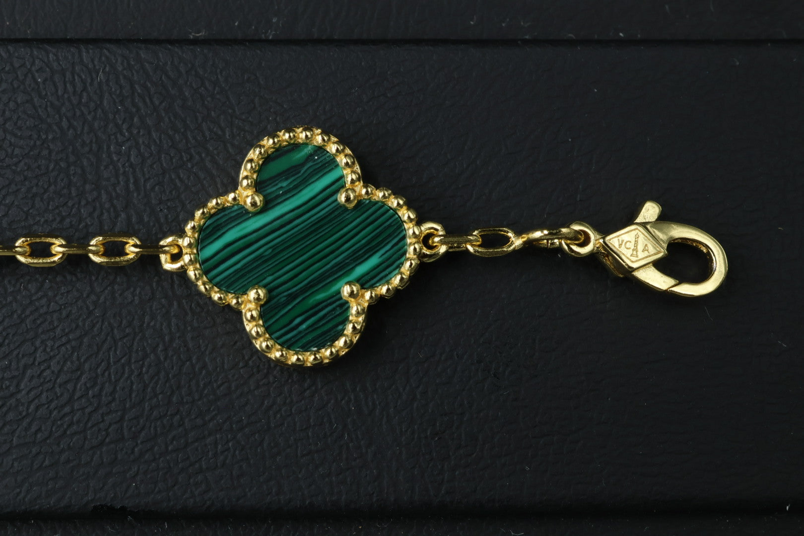 Pulsera VCA Plata .925 1:1 Vintage Alhambra, 5 Malaquita / Gold