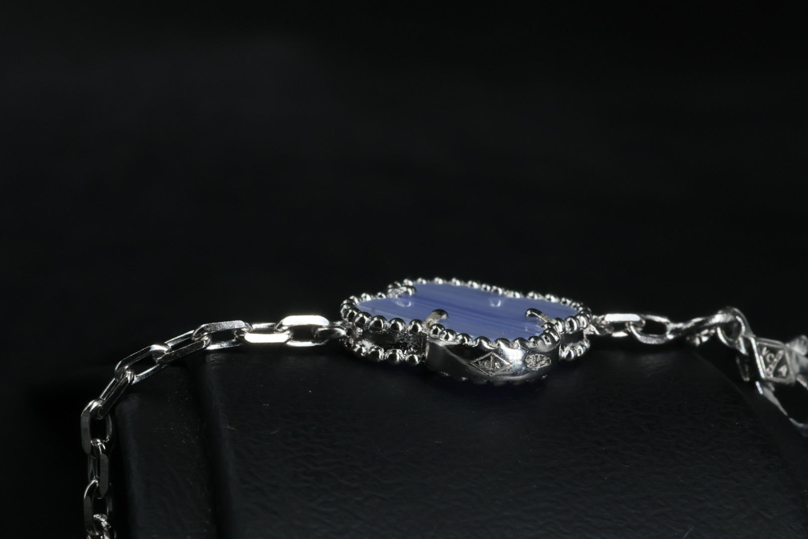 Pulsera VCA Plata .925 1:1 Vintage Alhambra, 5 Motivos Azul Nácar.