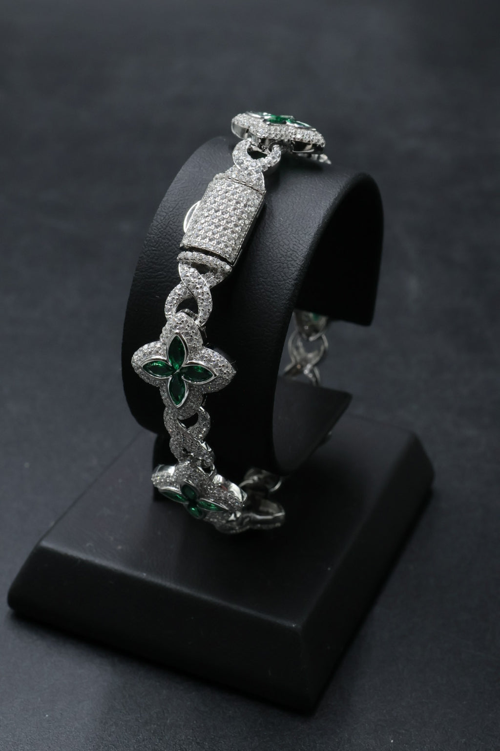 Pulsera Cubana Four Leaf Clover Plata .925. 