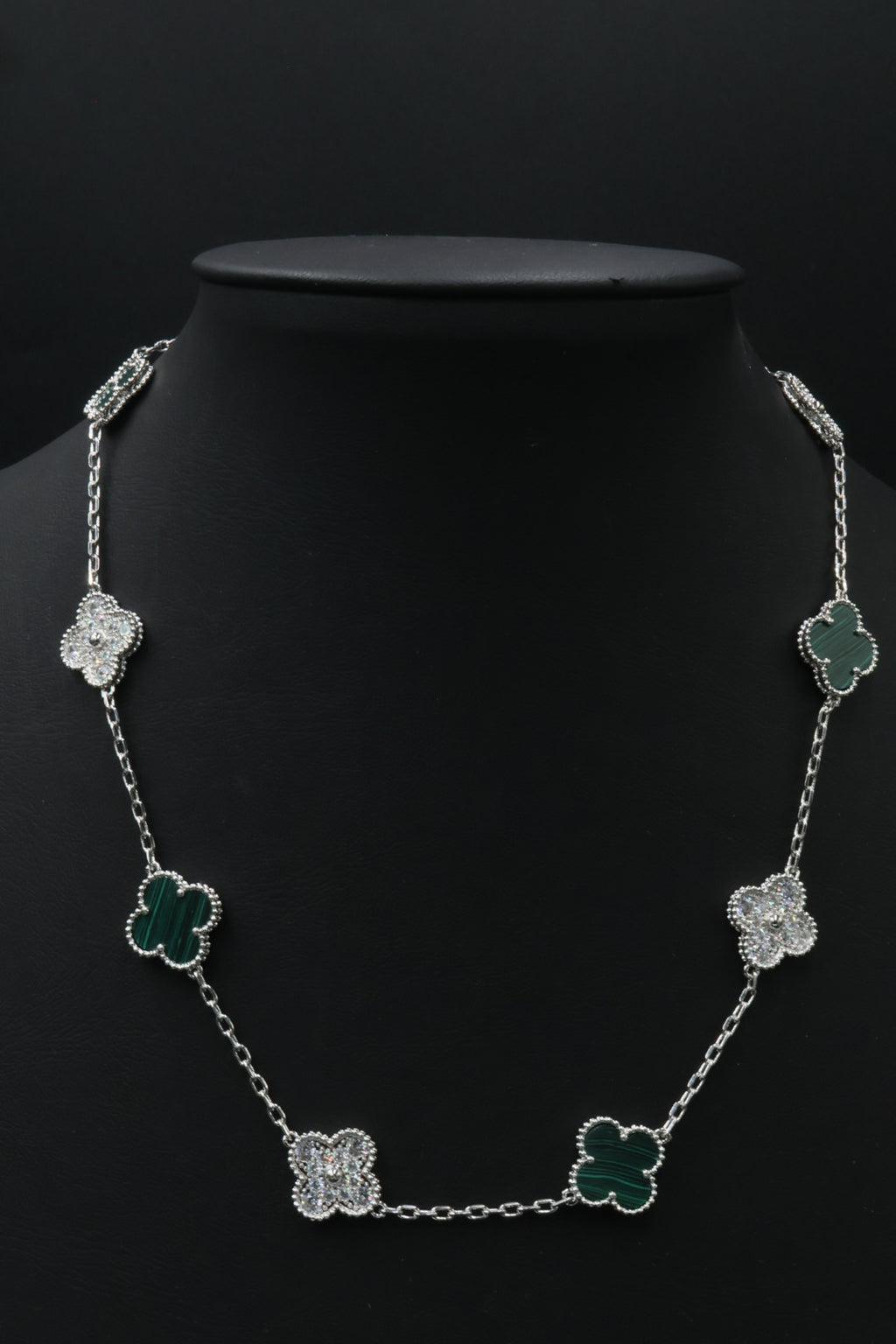 Collar VCA Alhambra 10 Motivos - Silver Malaquita Diamonds.