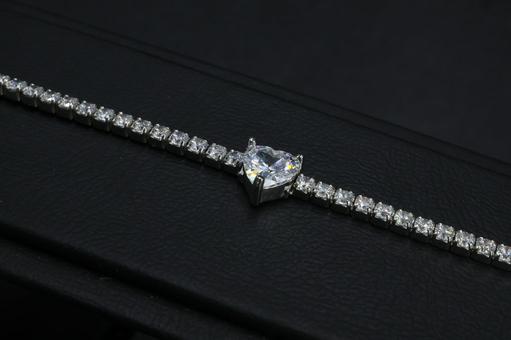 Pulsera Tenis Corazón Plata