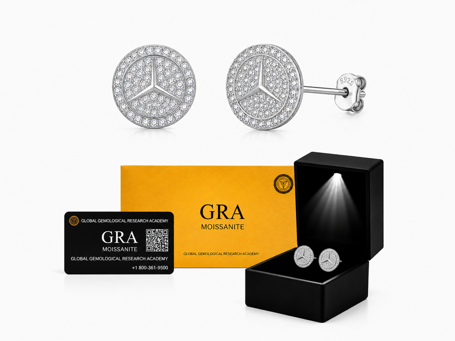 Aretes en Plata 925 Estrella Silver - Moissanita.
