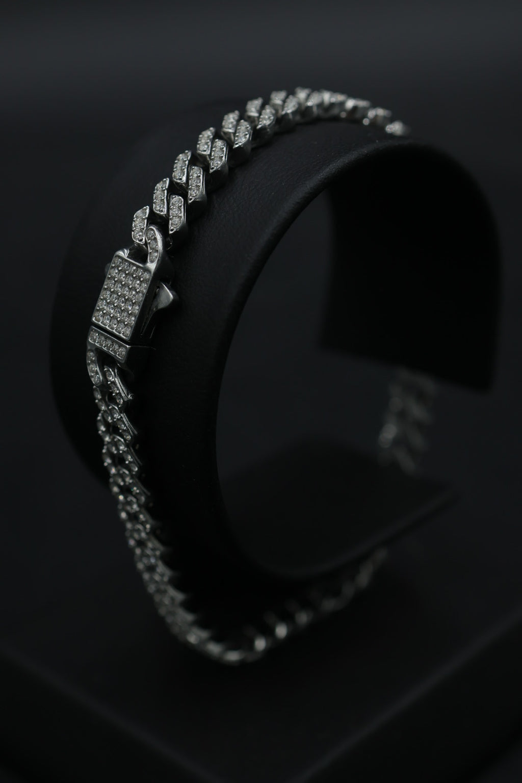 Pulsera Cubana Full Ice Plateada