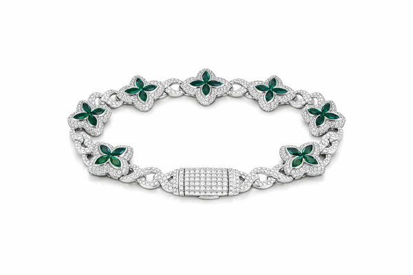 Pulsera Cubana Four Leaf Clover Plata .925. 
