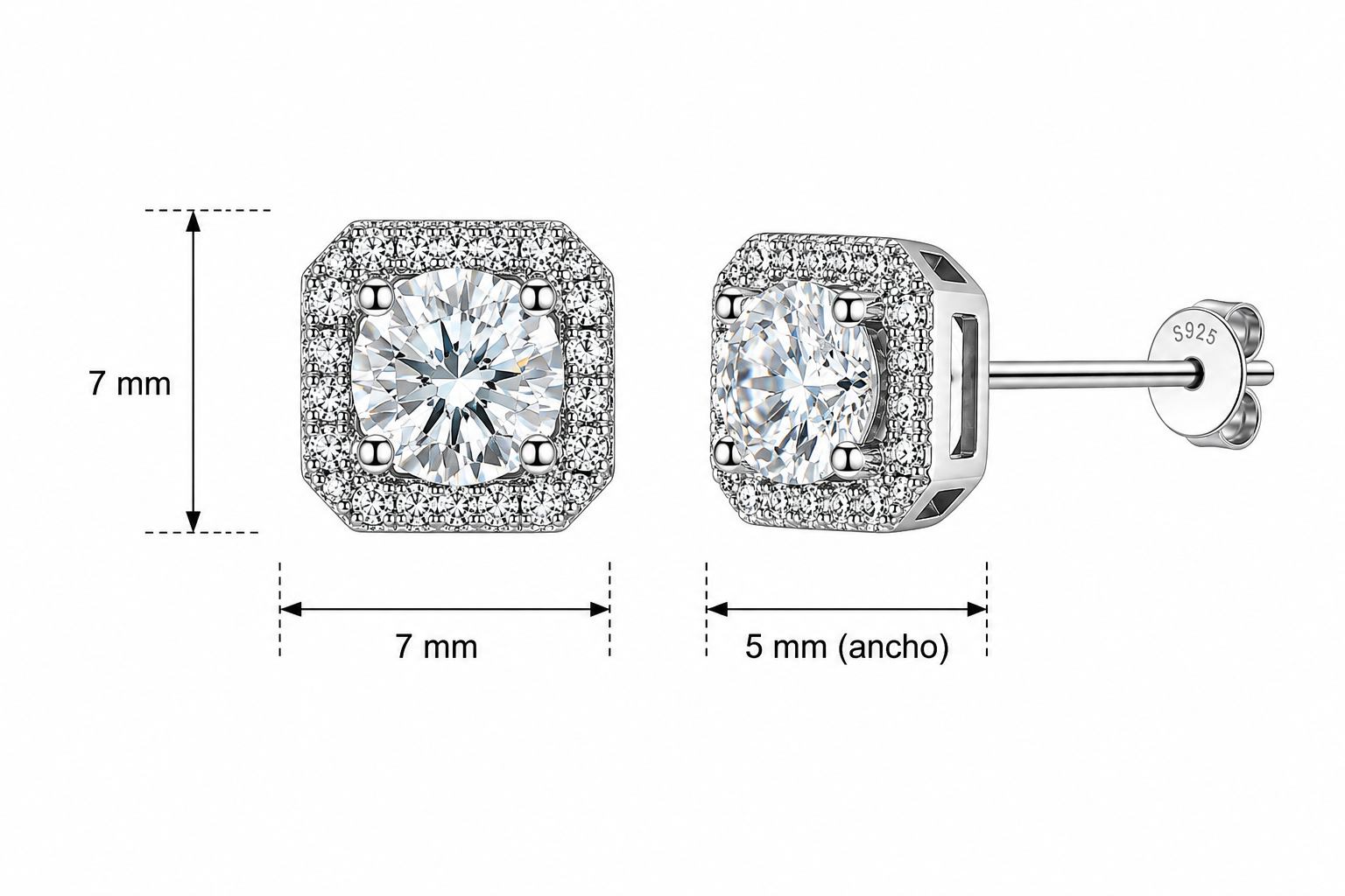 Aretes en Plata 925 Perfect Box - Moissanita D 0.5 ct.