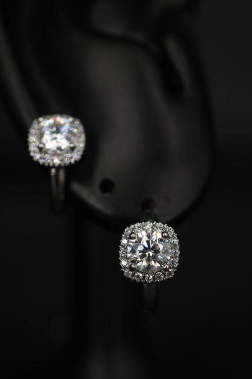Aretes Around Box Plata .925 - Moissanita D 0.5 ct.