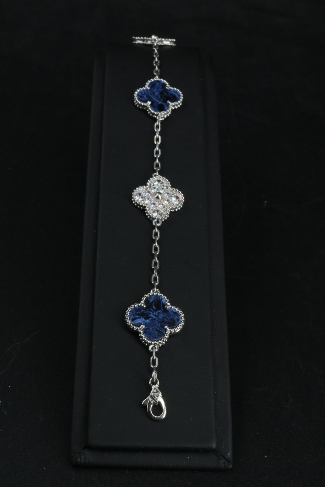 Pulsera VCA Plata .925 1:1 Vintage Alhambra, 5 Motivos Sodalita- Diamonds.