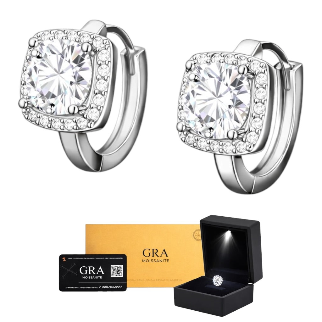 Aretes Around Box Plata .925 - Moissanita D 0.5 ct.