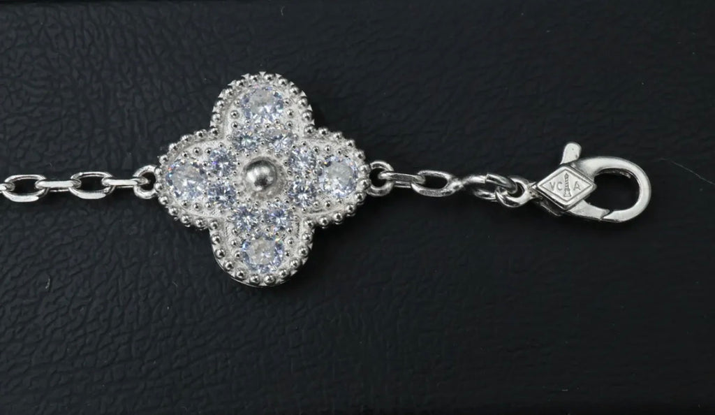 Pulsera VCA Plata .925 1:1 Vintage Alhambra, 5 Motivos Diamonds
