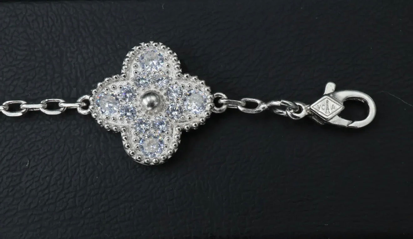 Pulsera VCA Plata .925 1:1 Vintage Alhambra, 5 Motivos Diamonds